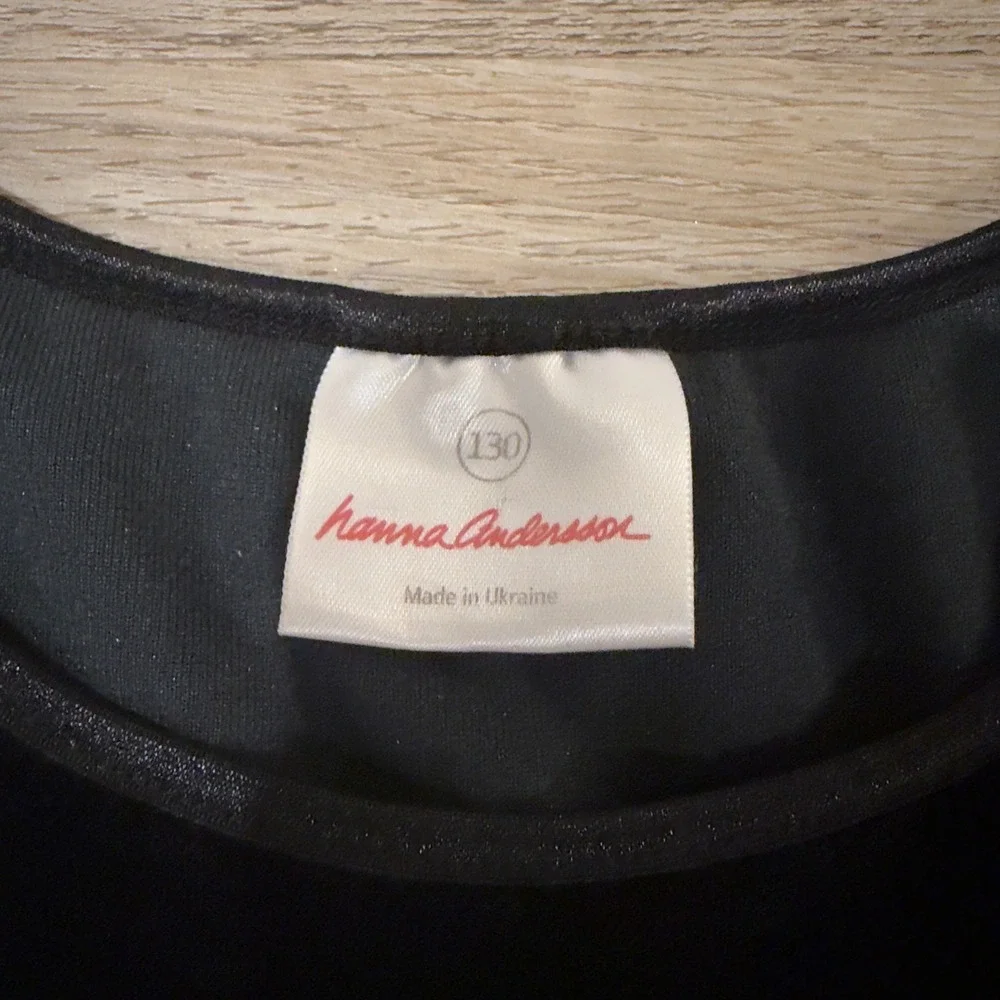 Hanna‎ Andersson Black Velvet Tiered Ruffle Dress Girls Size 130 Long Sleeve